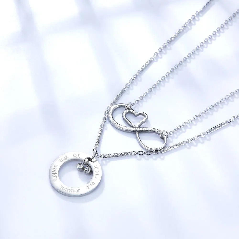 Circle Accessory with Double Steel Ball + Heart Accessory with Chain Double Chain Necklace asonjewelry