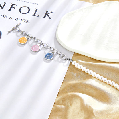 Three Mixed Color Round Accessories Half Pearl Soft Bracelet asonjewelry