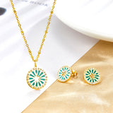 Center of the Circle Star-shaped Green Drop Oil With Diamond Jewelry Set