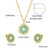 Center of the Circle Star-shaped Green Drop Oil With Diamond Jewelry Set