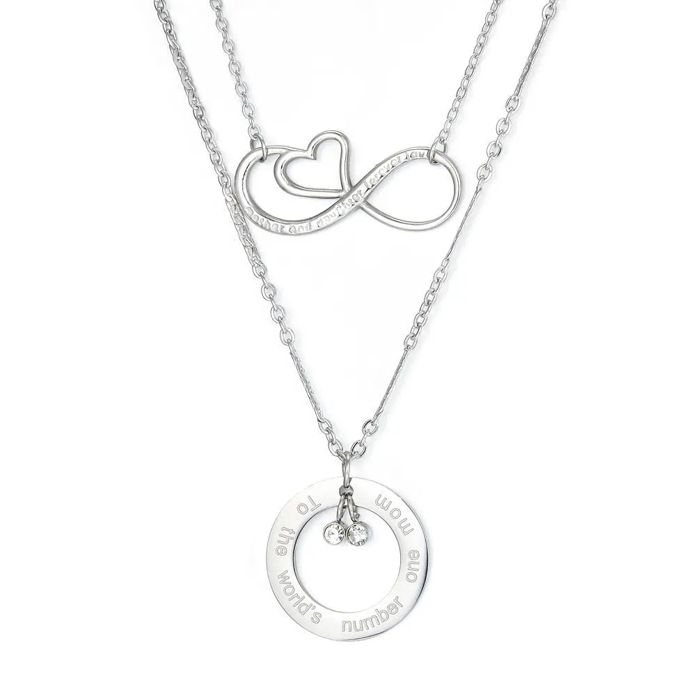 Circle Accessory with Double Steel Ball + Heart Accessory with Chain Double Chain Necklace asonjewelry