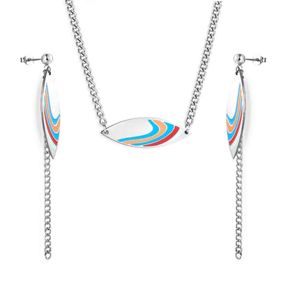 Fashion Leaf Shape With Mixed Color Ribbon Jewelry Set asonjewelry