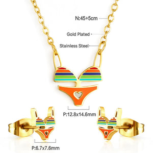 Conjunto de joyería de color mixto bikini de acero inoxidable