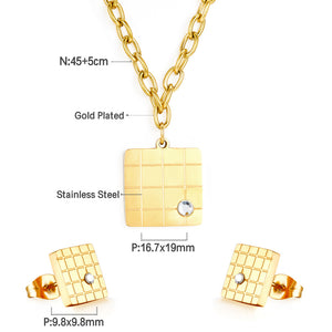 Fashion Square Mesh With Diamond Jewelry Set