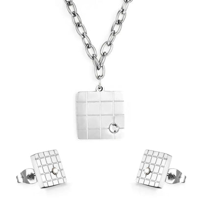 Fashion Square Mesh With Diamond Jewelry Set asonjewelry