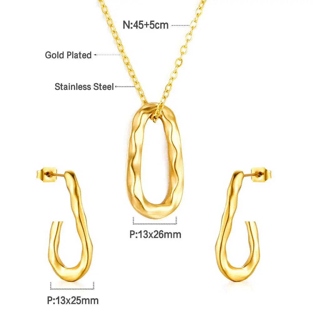 Fashion Oval Hollow Special-shaped Jewelry Set asonjewelry