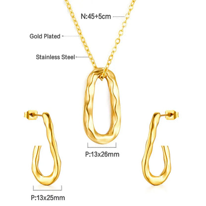 Fashion Oval Hollow Special-shaped Jewelry Set asonjewelry