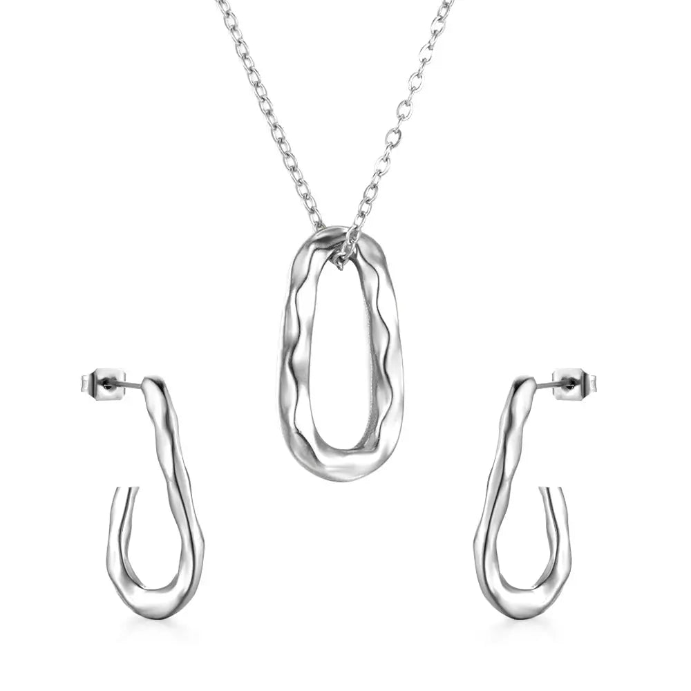 Fashion Oval Hollow Special-shaped Jewelry Set asonjewelry