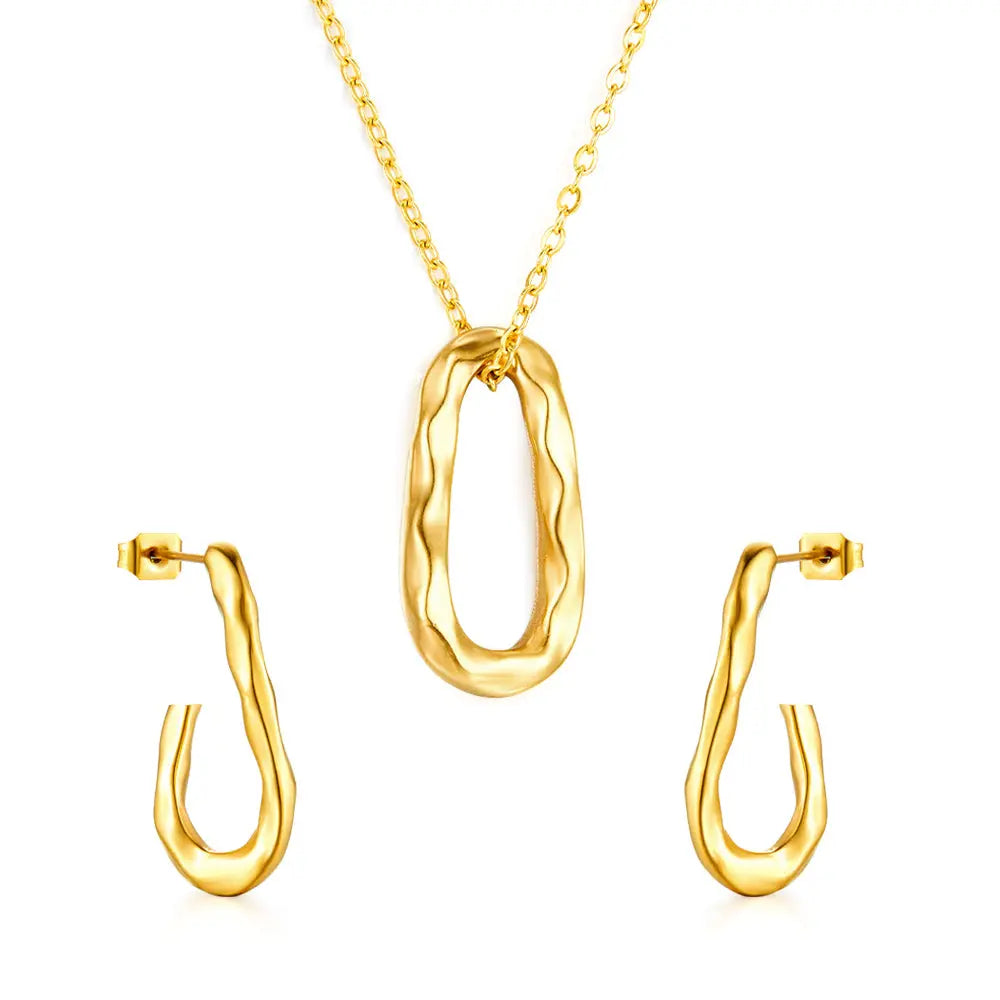 Fashion Oval Hollow Special-shaped Jewelry Set asonjewelry