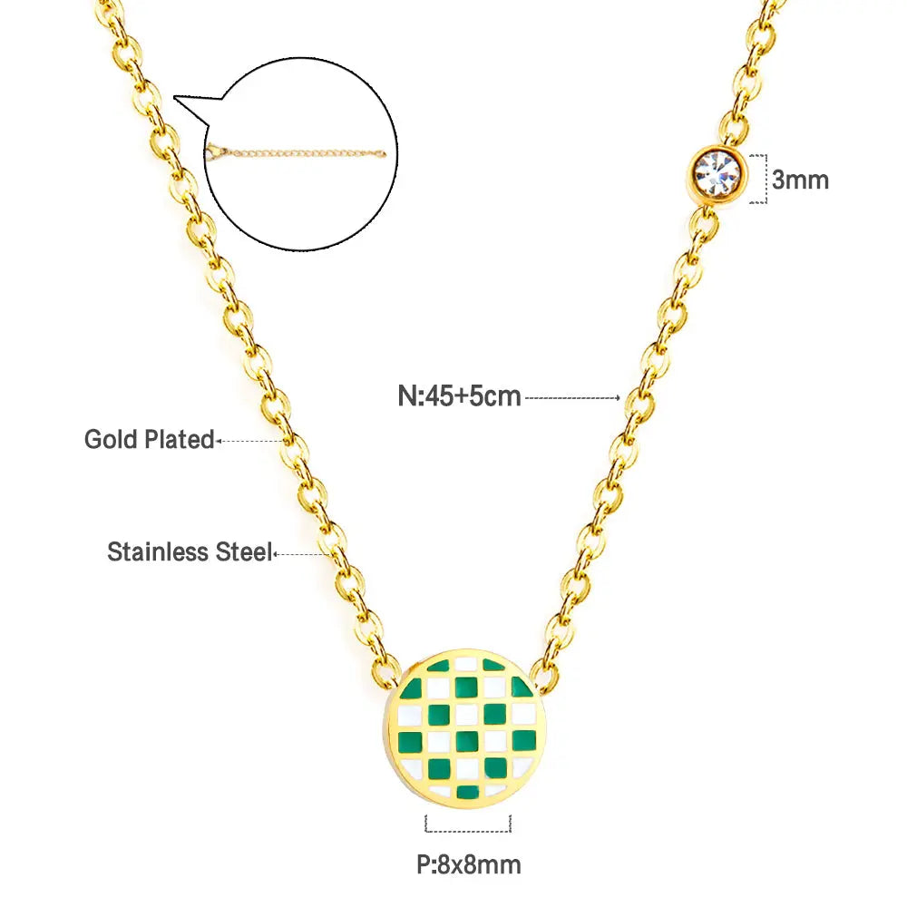 Round Mixed Color Accessories With Diamond Necklace asonjewelry