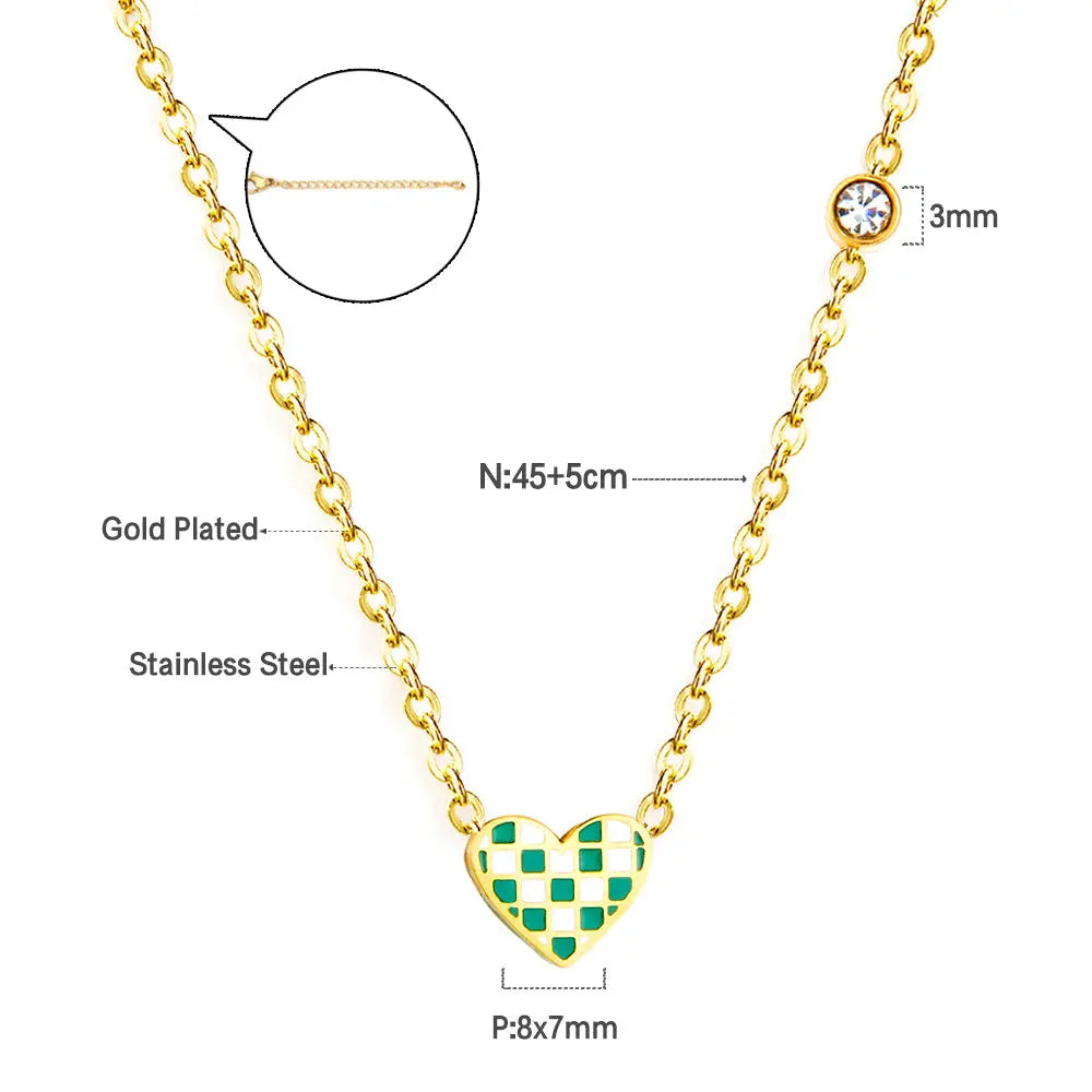 Heart-shaped Mixed Color Accessories With Diamond Necklace asonjewelry