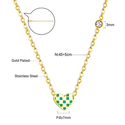 Heart-shaped Mixed Color Accessories With Diamond Necklace asonjewelry