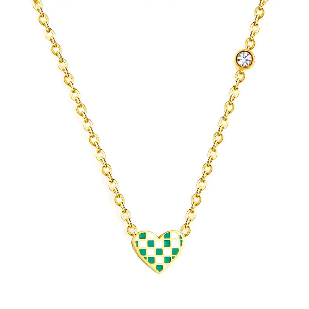 Heart-shaped Mixed Color Accessories With Diamond Necklace asonjewelry