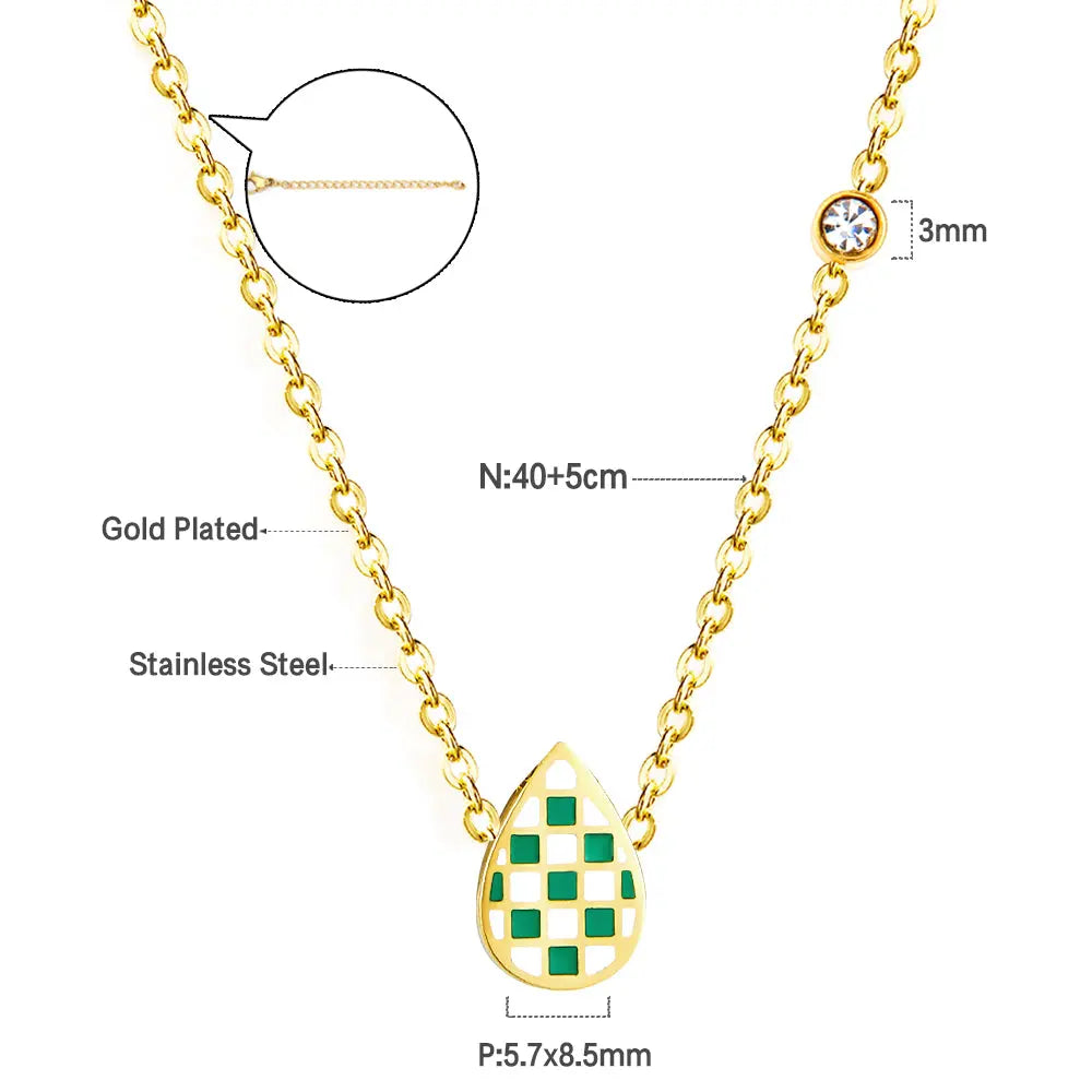 Water Drop Shape Mixed Color Accessories With Diamond Necklace asonjewelry