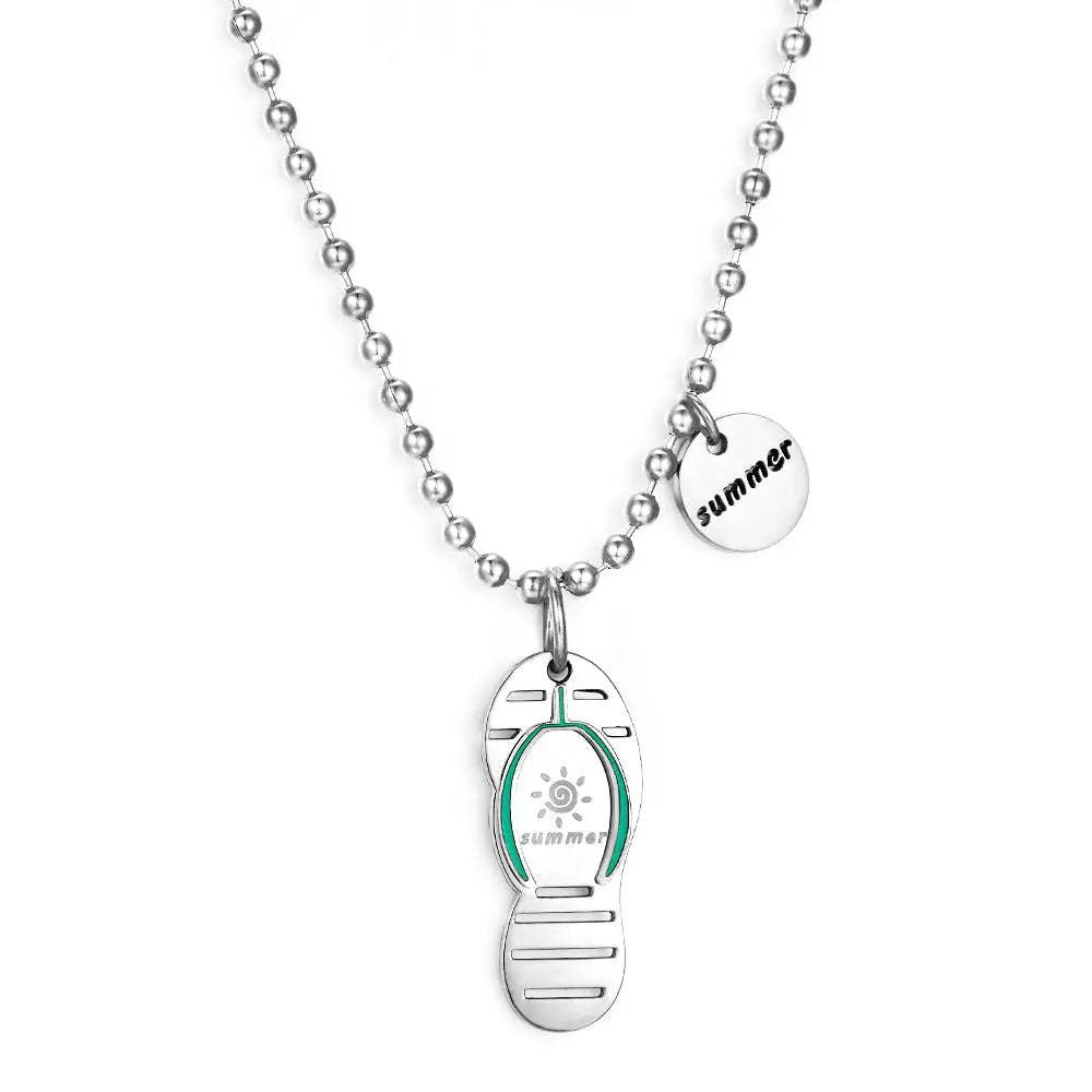 Three-character Slippers+Round Accessory Necklace asonjewelry