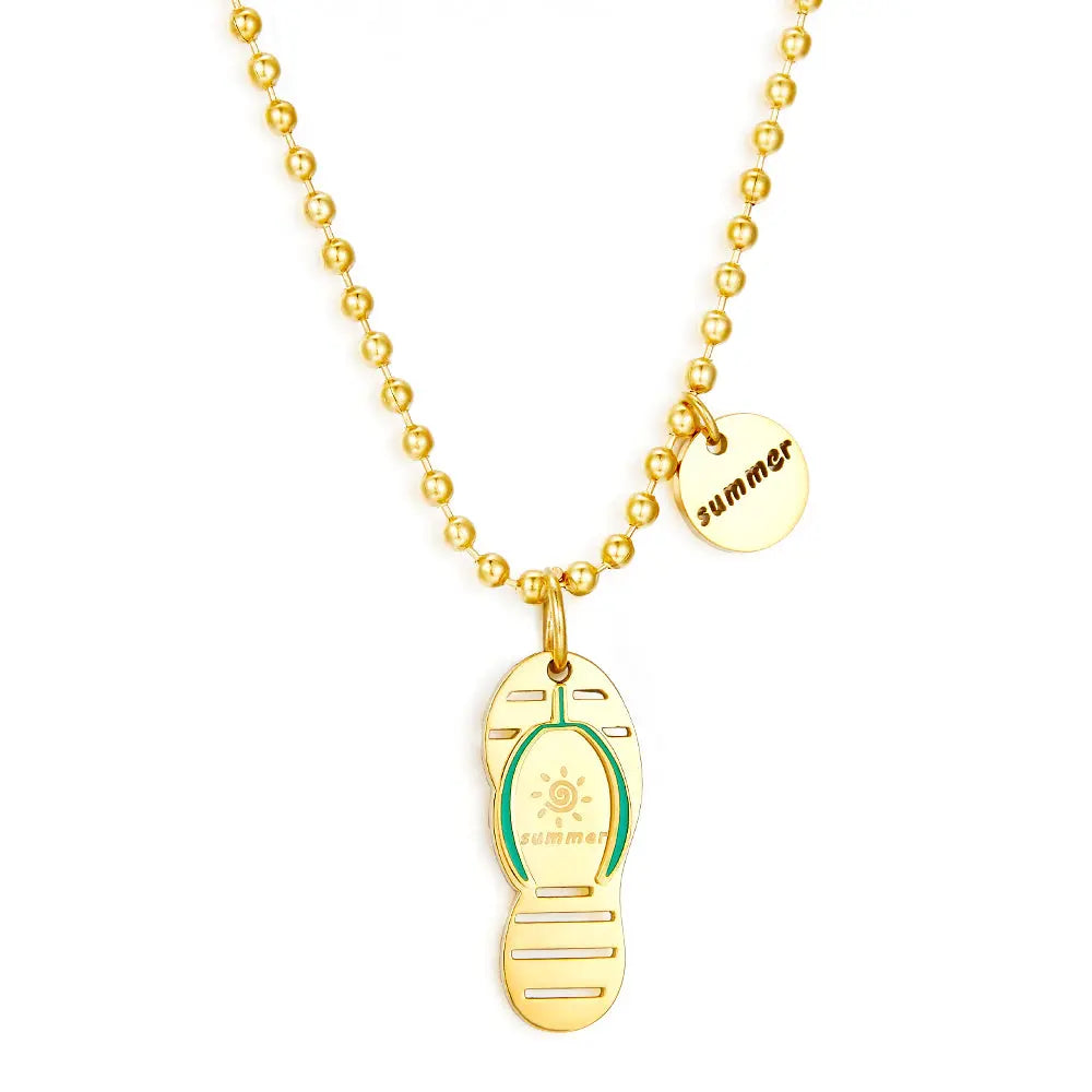 Three-character Slippers+Round Accessory Necklace asonjewelry