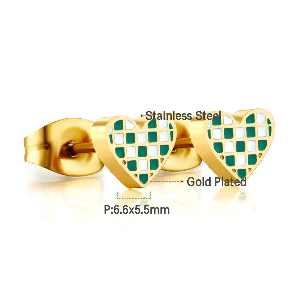 Heart Shape Mixed Color Cut Stud Earrings asonjewelry