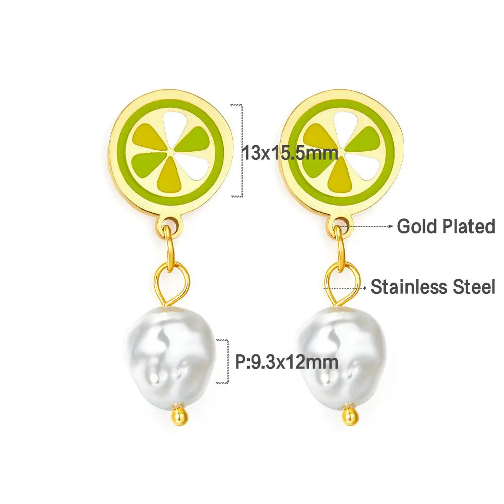 Lemon Mixed Color With White Exotic Pearls Earrings asonjewelry