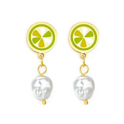 Lemon Mixed Color With White Exotic Pearls Earrings asonjewelry