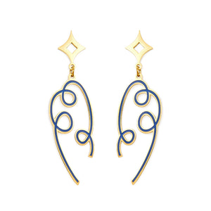 Fashion Colored Ribbon Black Drop Oil Earrings