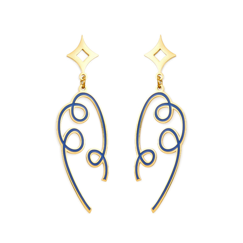 Fashion Colored Ribbon Black Drop Oil Earrings