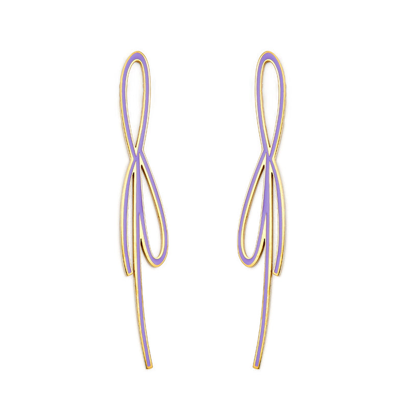 Fashion Odd-Shaped Bow Purple Earrings