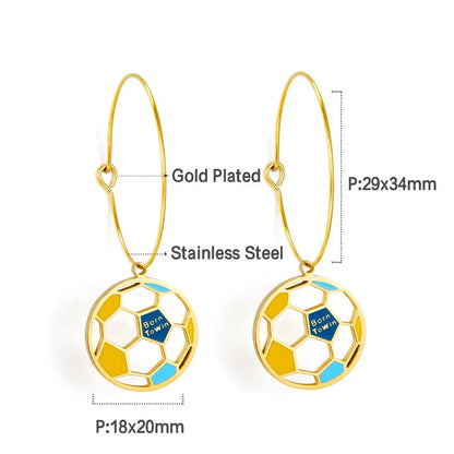Circle with Football Hollow Mixed Color Earrings asonjewelry