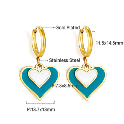 Circle with Size Heart-shaped Mixed Color Earrings asonjewelry
