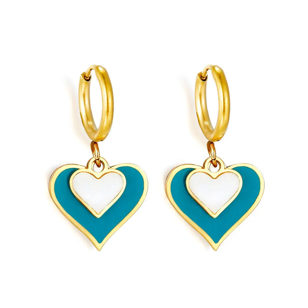 Circle with Size Heart-shaped Mixed Color Earrings asonjewelry