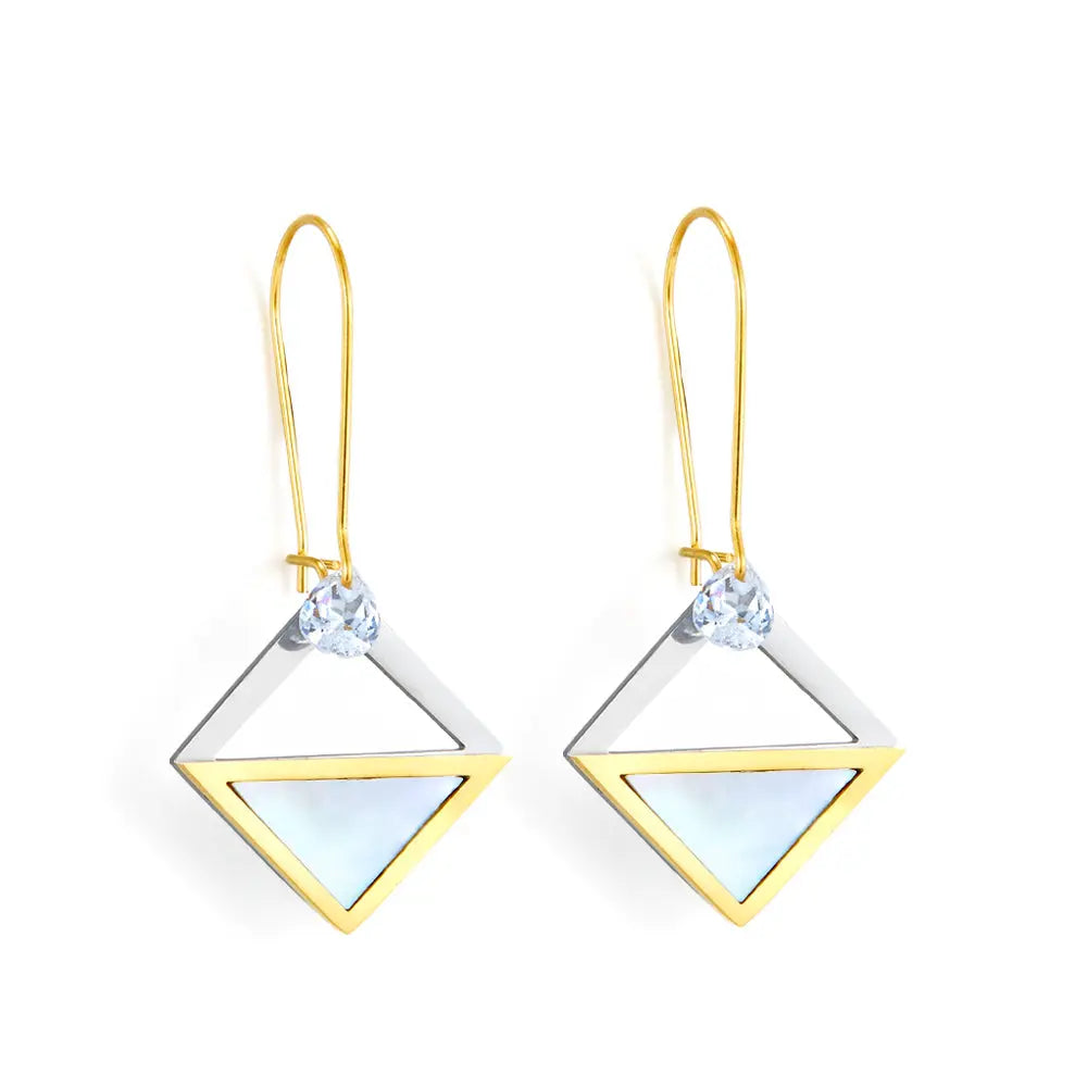 Oval Circle With Square Hollow With Diamond Gradient Earrings asonjewelry