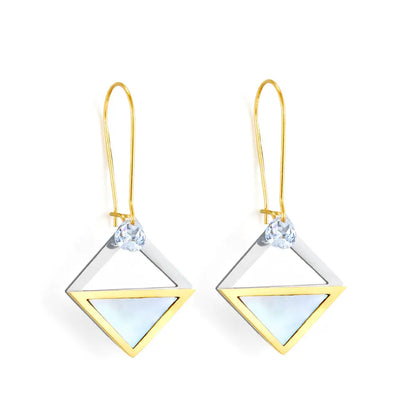 Oval Circle With Square Hollow With Diamond Gradient Earrings asonjewelry