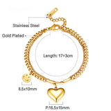 Stainless Steel Heart-shaped and Smiley Face Accessories Double Bracelet