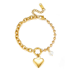 Heart-shaped Accessories with Special-shaped White Pearl Bracelet