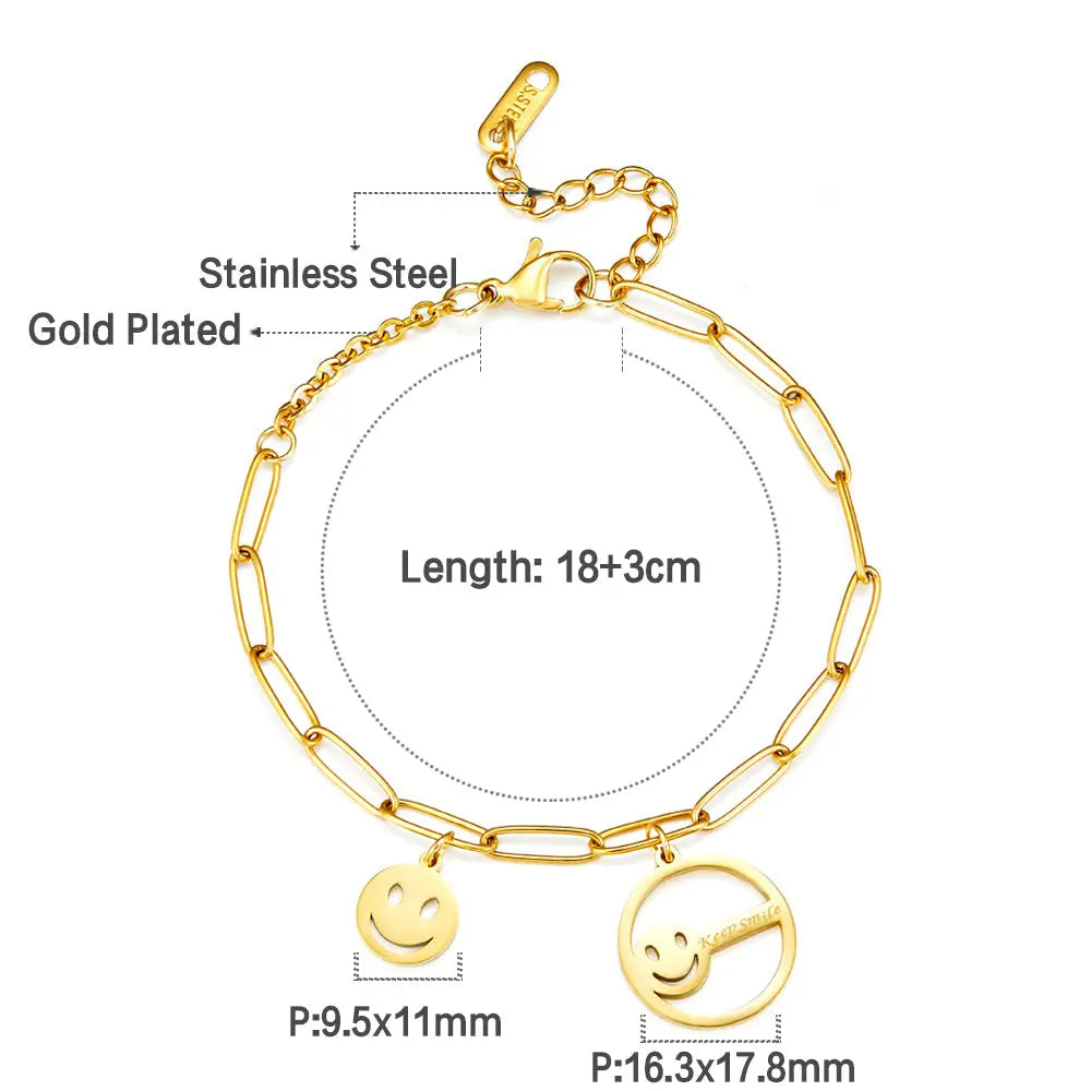 Smiley+Circle Hollow With Smiley Accessory Bracelet asonjewelry