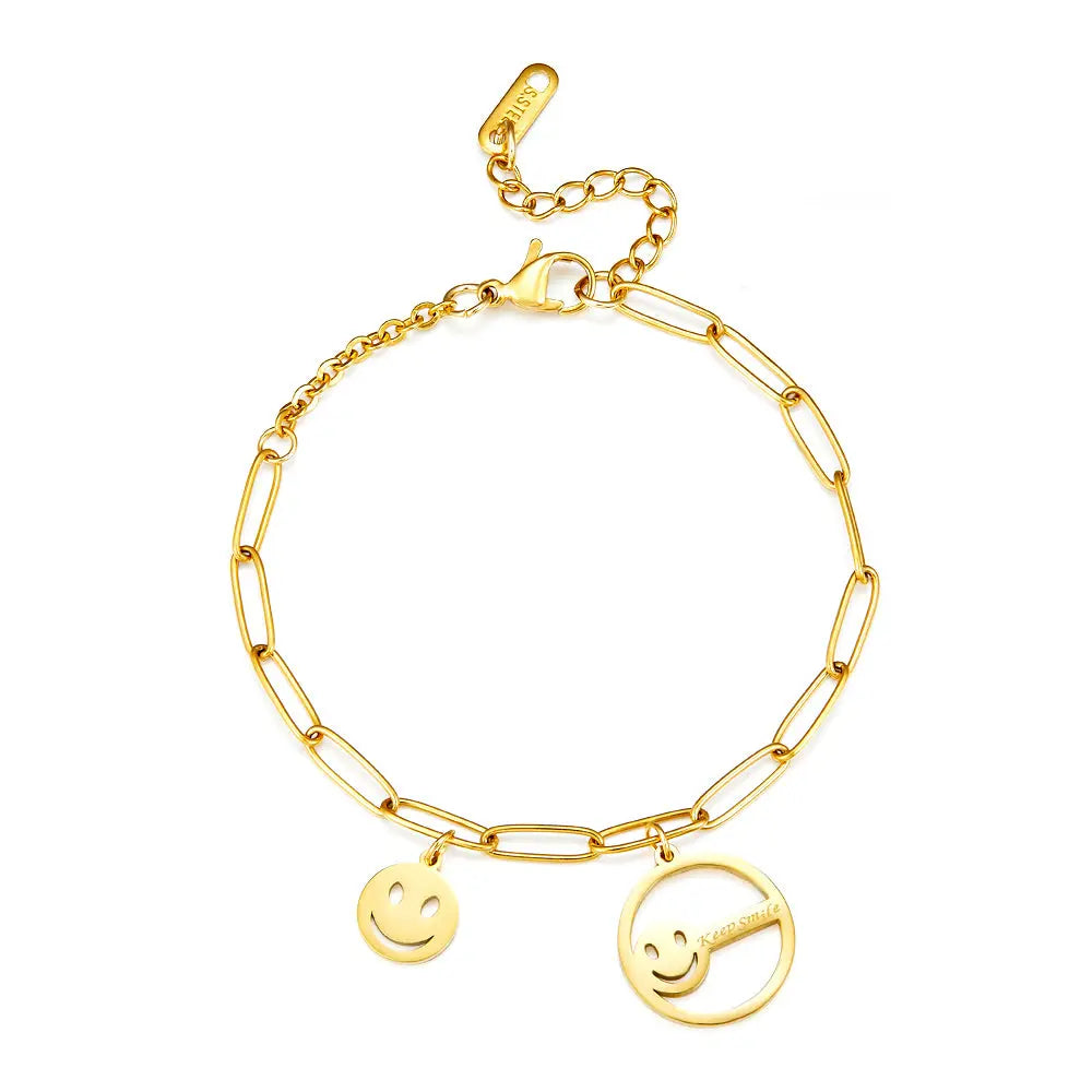 Smiley+Circle Hollow With Smiley Accessory Bracelet asonjewelry