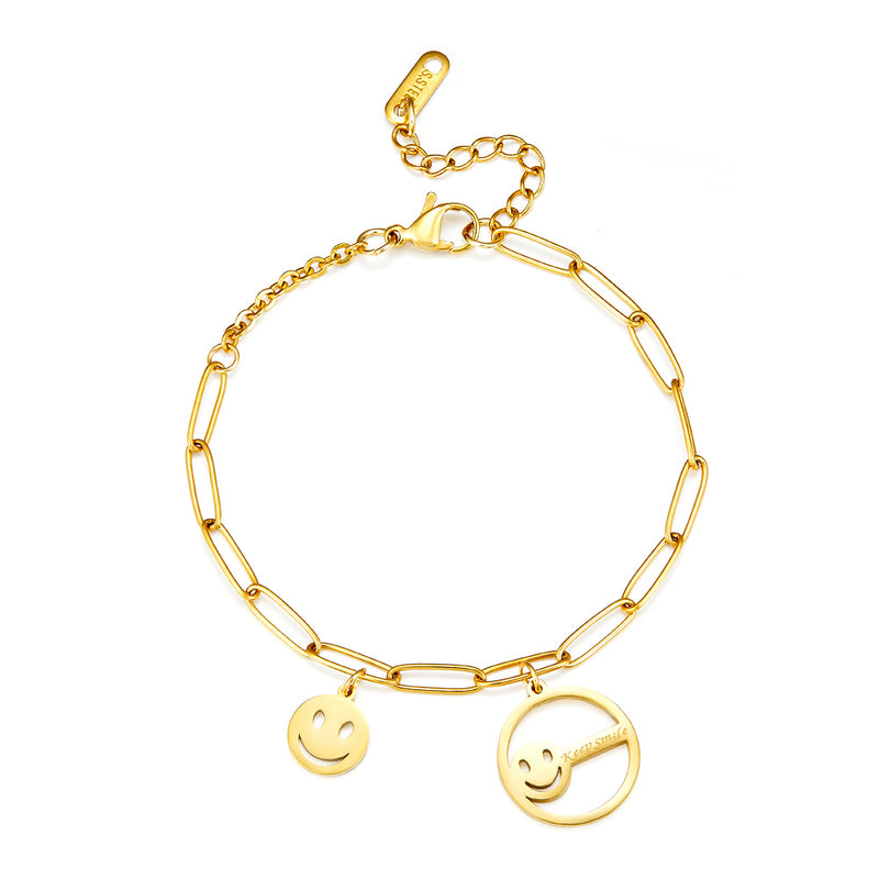 Smiley+Circle Hollow With Smiley Accessory Bracelet