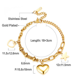 Bracelet en forme de cœur + creux en forme de cœur + accessoires étoile