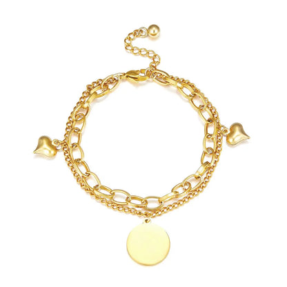 Round +2 Heart-shaped Accessories Double Bracelet asonjewelry