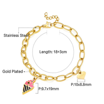 Cone Ice Cream Mixed Color + Heart-shaped Accessories Bracelet asonjewelry