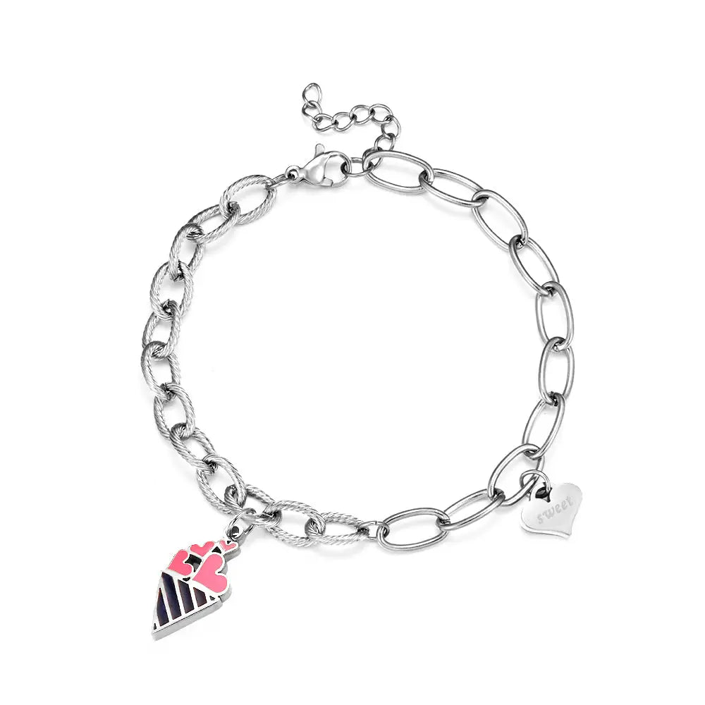 Cone Ice Cream Mixed Color + Heart-shaped Accessories Bracelet asonjewelry
