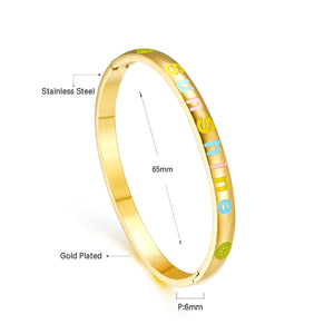 Joyería de moda Pulsera dura con letras de colores mezclados