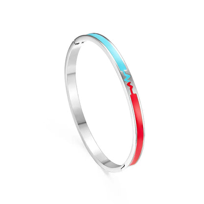 2022 Fashion Stainless Steel Mixed Color Electrocardiogram(ECG) Hard Bracelet asonjewelry