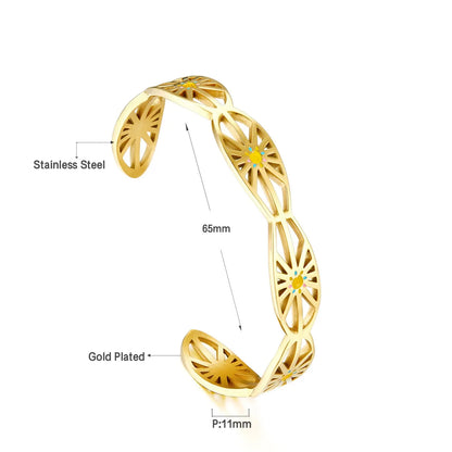 Stainless Steel Mixed Color Sun Hard Bracelet For Women asonjewelry