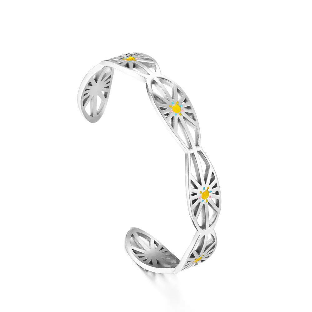 Stainless Steel Mixed Color Sun Hard Bracelet For Women asonjewelry