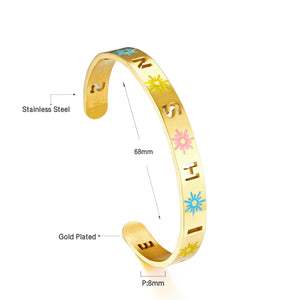 Pulsera dura de sol de colores mezclados de acero inoxidable de moda 2022