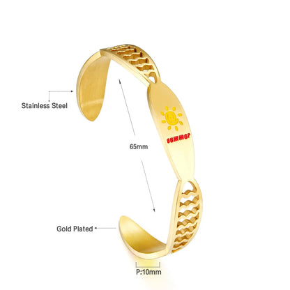 Stainless Steel Yellow Sun Hard Bracelet asonjewelry