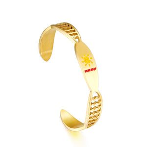 Stainless Steel Yellow Sun Hard Bracelet