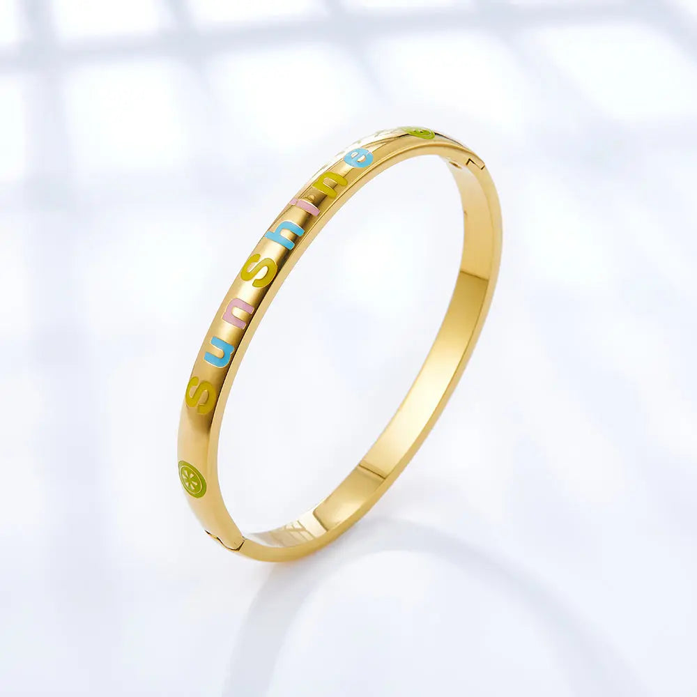 Fashion Jewelry Mixed Color Letter Hard Bracelet asonjewelry