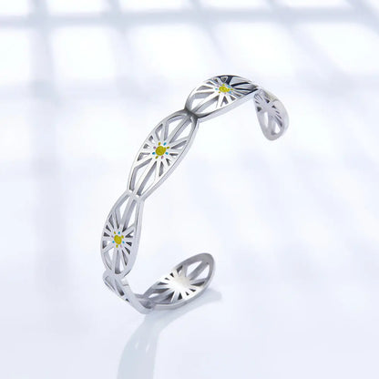 Stainless Steel Mixed Color Sun Hard Bracelet For Women asonjewelry