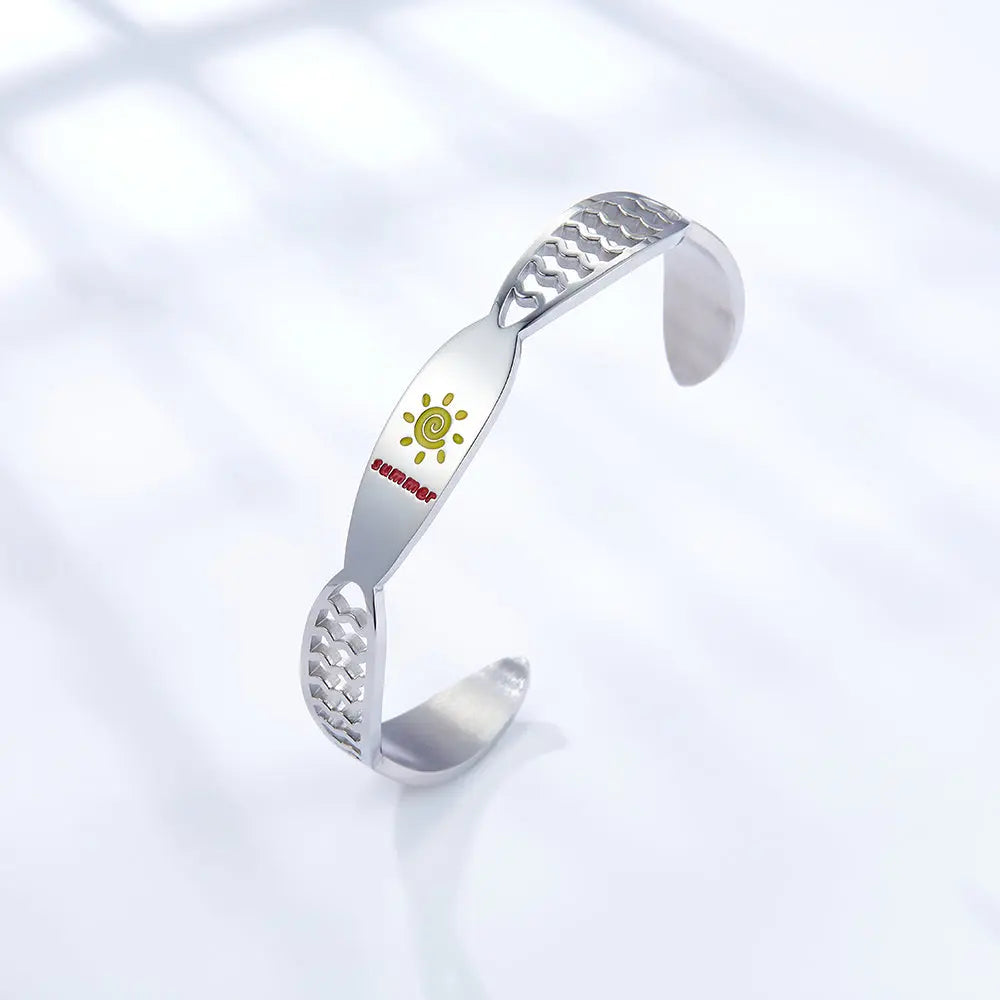 Stainless Steel Yellow Sun Hard Bracelet asonjewelry